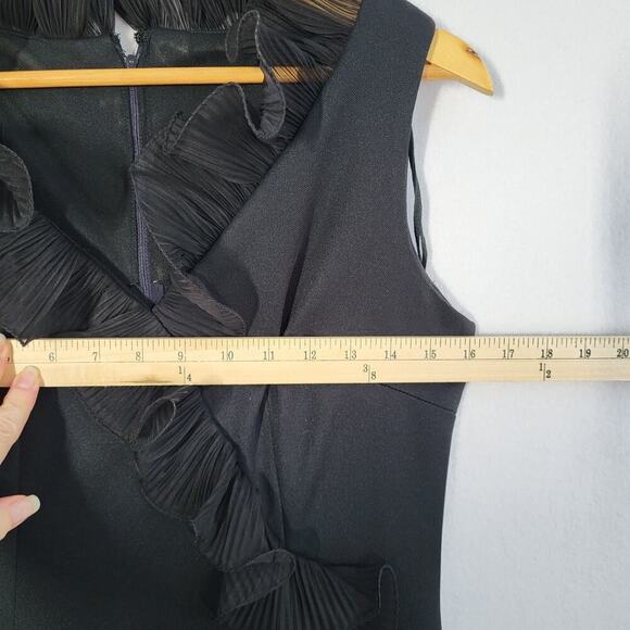 Vintage Black V-neck Ruffled Maxi Formal Dress Size 10 Goth Witch Vamp Sexy Glam - Picture 9 of 15